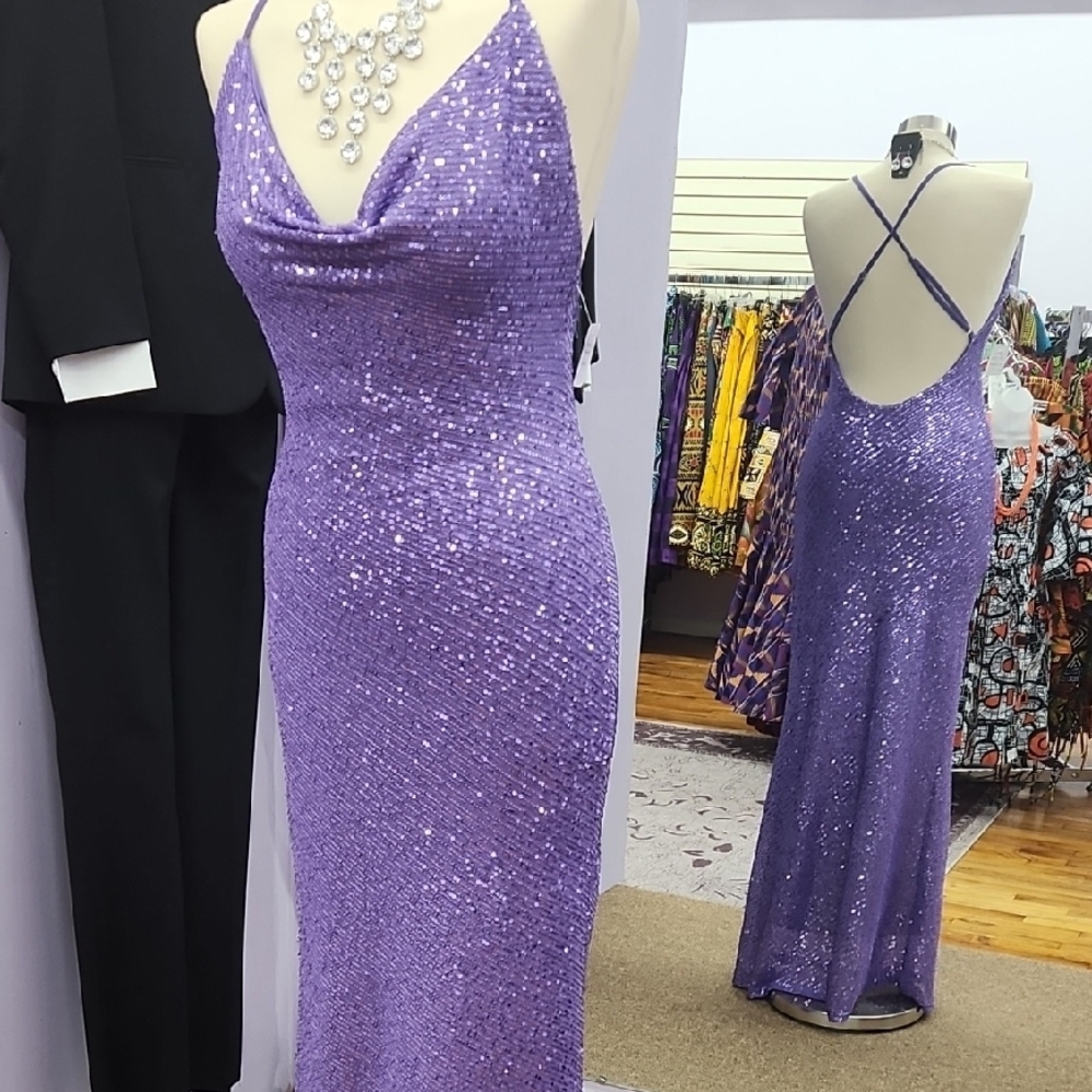 Elegant Purple Sequin Gown